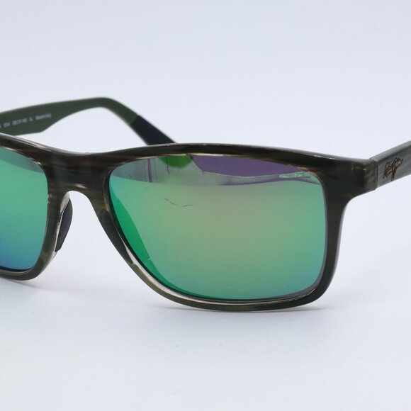 Maui Jim Onshore MJ798-15C Olive Stripe Fade Sunglasses Green Polarized Lens (B)
